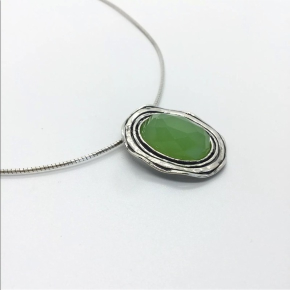 DIDAE ISRAEL FACETED GREEN QUARTZ STERLING SILVER PENDANT COLLAR CHAIN N… - Picture 4 of 7